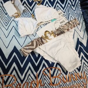 Beach Bunny NWT gold white xl swimsuit